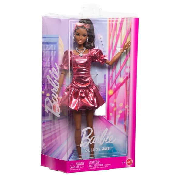Barbie Deluxe Style Nukke Musta ja pinkki bubble mekko nro 6
