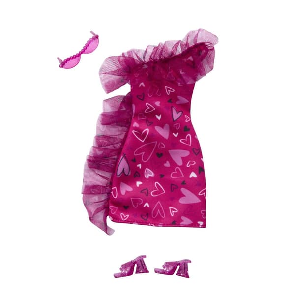 Barbie Fashion Pink kjole med hjerter HRH36