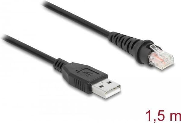 Delock - Stregkodescannerkabel - RJ-50 (M) til USB (M) - USB2.0 - 1,5 m - sort (90598)