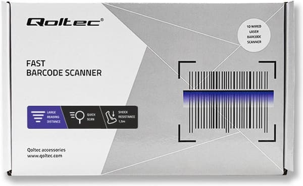 Qoltec 50876 laserskanner 1D | USB | Svart