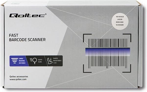Qoltec 50860 trådbunden laser streckkodsläsare 1D | USB