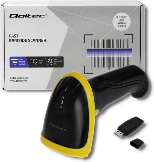 Qoltec 50862 Trådlös laserstreckkodsläsare 1D | 2,4 GHz