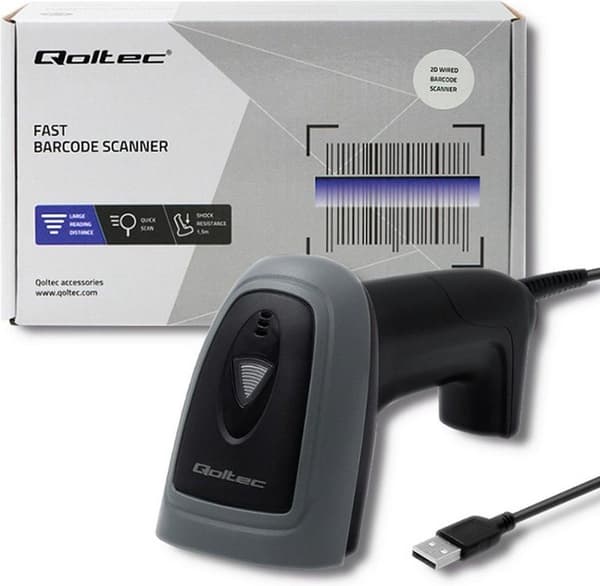 Qoltec 50863 Kabelforbundet QR & STREGKODE Scanner | USB