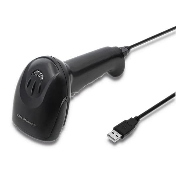 Qoltec 50866 Laserviivakoodinlukija 1D | CCD | USB | Musta