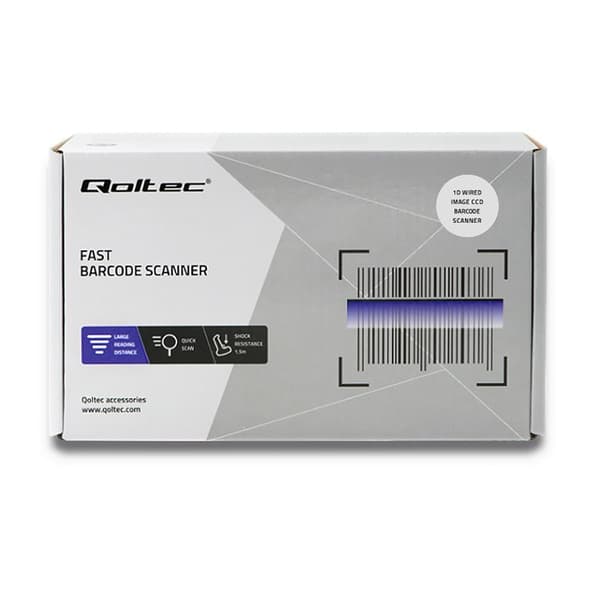 Qoltec 50866 Laserviivakoodinlukija 1D | CCD | USB | Musta