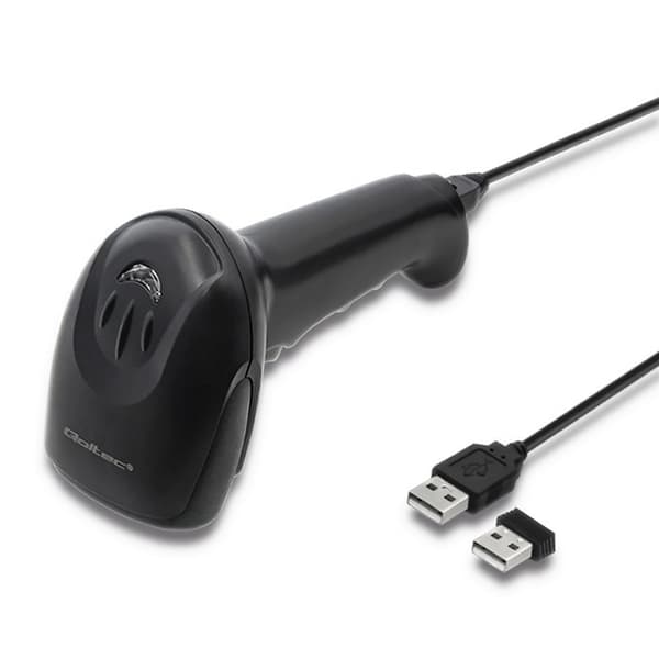 Qoltec 50868 trådlös laserskanner 1D | 2D | Svart