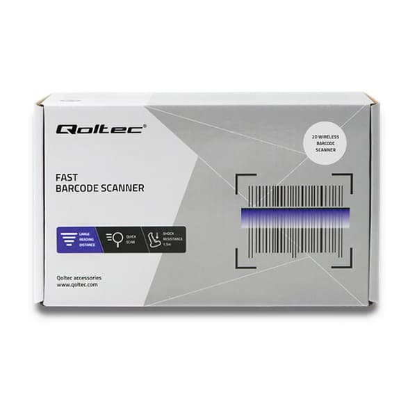 Qoltec 50868 trådlös laserskanner 1D | 2D | Svart