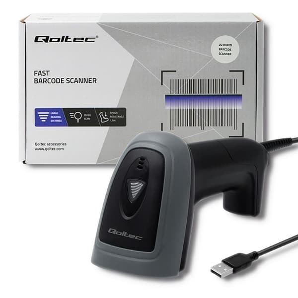 Qoltec 50863 Kabelansluten QR & STreckkodsskanner | USB