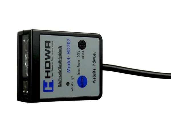Stationær QR-kodelæser, læser Aztec-koden fra registreringsattesten HD202