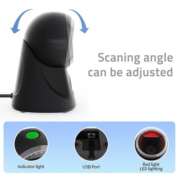 Qoltec Desktop Præcisionslæser 1D Stregkode- og QR-scanner | 2D
