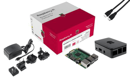 Raspberry Pi 3 B+ Premium Kit, Raspberry Pi 3 Model B+ and accessories
