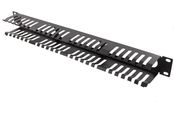19" Cable panel, 1U, finger channel, black