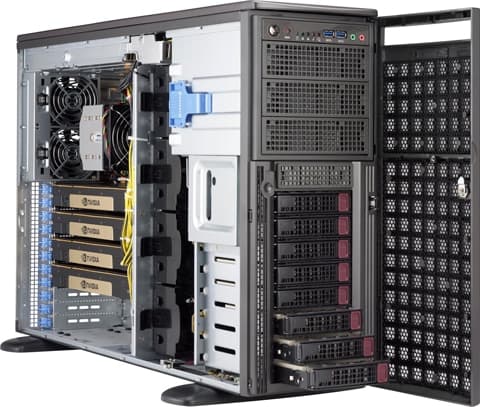 Supermicro SYS-540A-TR, Full-Tower, Intel® C621, SATA, Ethernet/bredbåndsforbindelse, 2200 W Sort