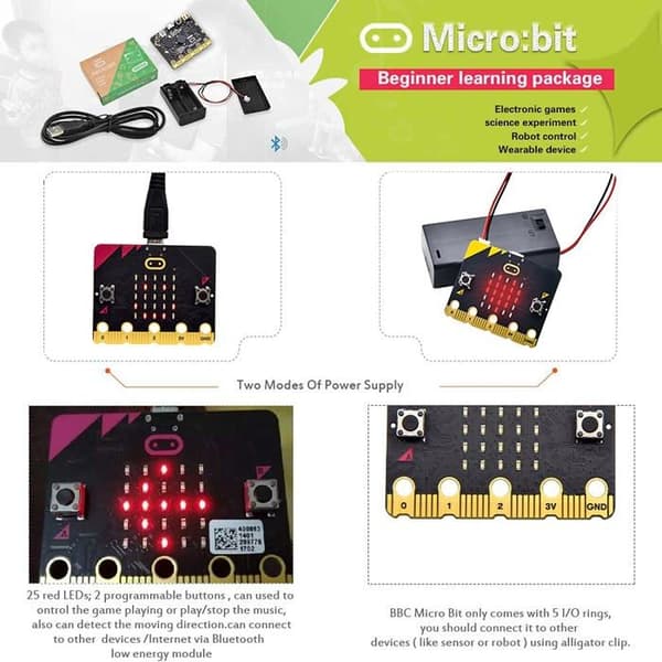 Barebones Keyestudio - KS0305 - BBC Micro:bit V2.2 PC Component Kit Educational Coding Kit med Micro bit V2.2 Board