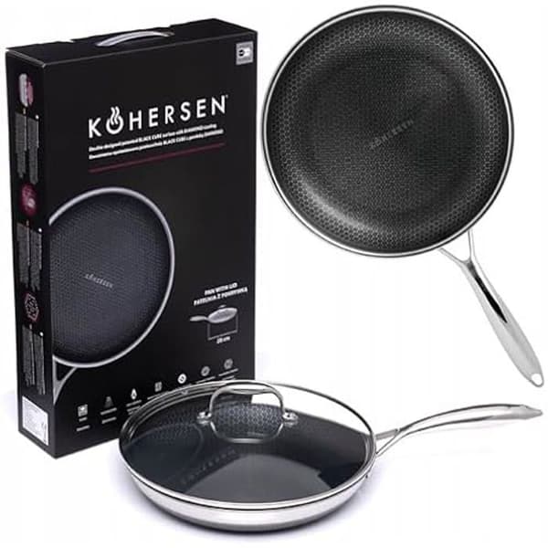 Stekpanna - KOHERSEN - Svart kub - 28 cm - Lock - Kök - Svart