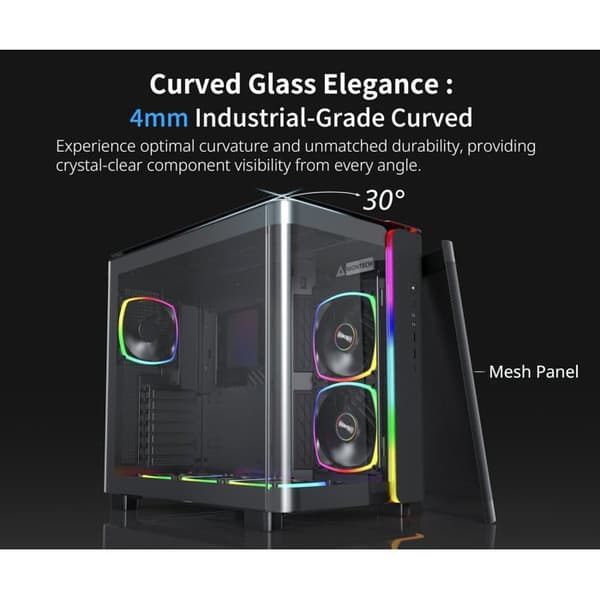 PC-chassi - MONTECH - King 95 Pro - Böjd härdat glas - Innovativ kylning - Kompatibilitet serie 40