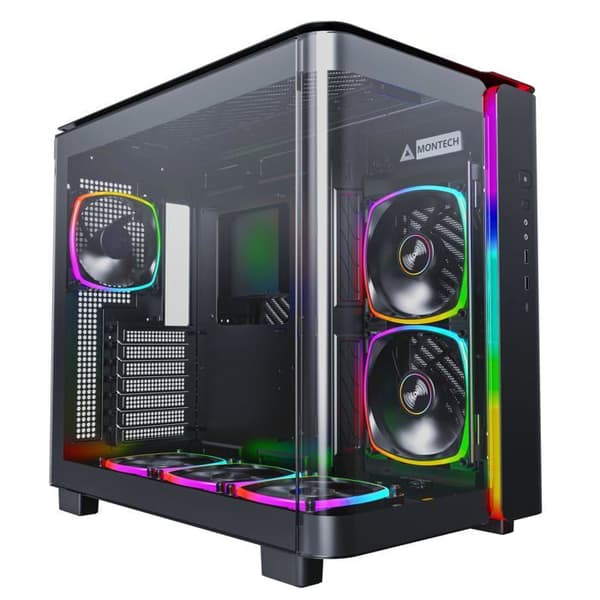 PC-chassi - MONTECH - King 95 Pro - Böjd härdat glas - Innovativ kylning - Kompatibilitet serie 40 Svart