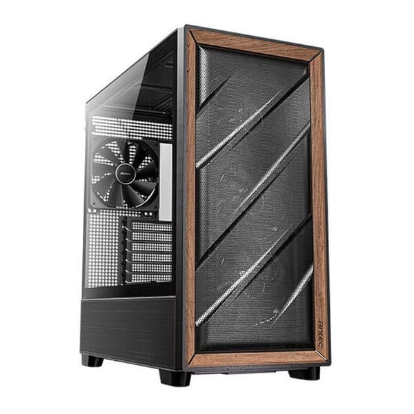 PC-fodral - ANTEC - Flux Wood - 5 PWM-fläktar - Frontpanel i trä - 420 mm radiator Svart, Trä