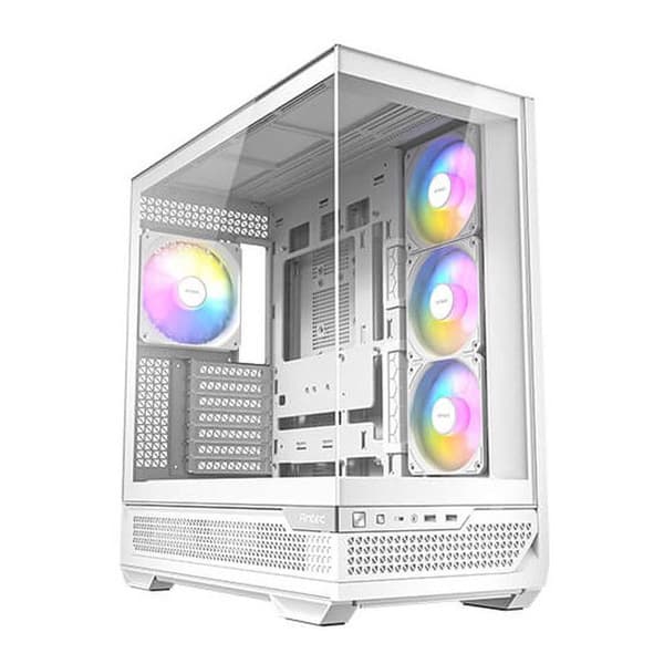 Antec C7 ARGB White, RTX 40 GPU-stöd, 4 x 120 mm ARGB PWM-fläktar ingår, vertikal kylning, Type-C 10 Gbps, Vit