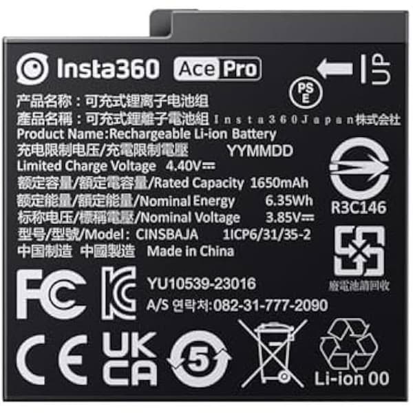 Batteri - INSTA360 - Ace/Ace Pro - Designad för Insta360 Ace/Ace Pro - Färg Svart