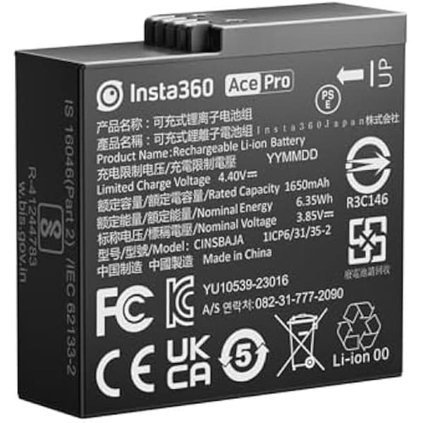 Batteri - INSTA360 - Ace/Ace Pro - Designad för Insta360 Ace/Ace Pro - Färg Svart