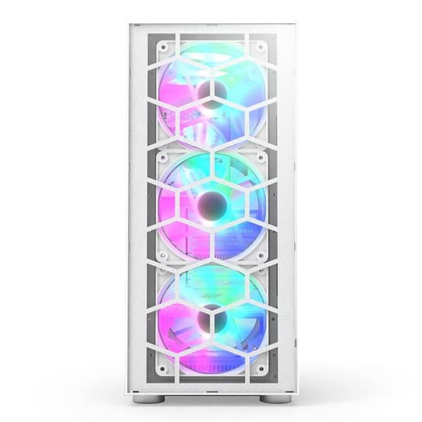 Midi-Tower fodral - MONTECH - X3 Glass - DRGB - Härdat glas - Vit