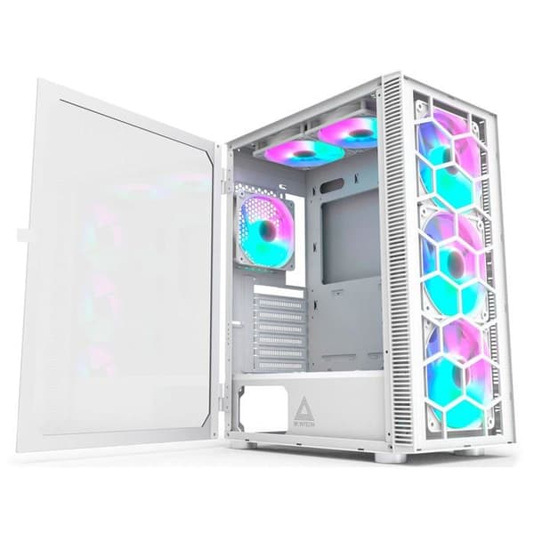 Midi-Tower fodral - MONTECH - X3 Glass - DRGB - Härdat glas - Vit Vit