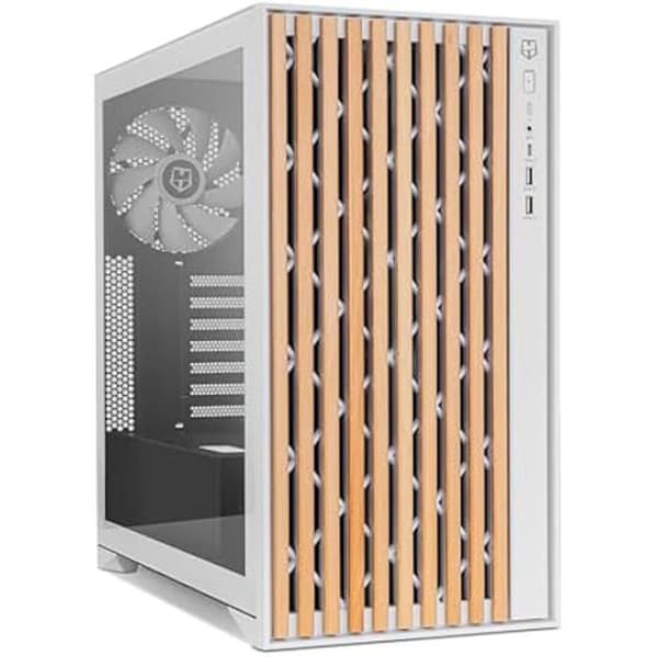 NOX XTREME PRODUKTER Hummer Element - Semitower ATX | M-ATX | ITX, främre och övre galler, sidor av härdat glas, 3X 140 mm Vit, Trä