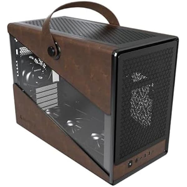 Kompakt Spelchassi - MONTECH - Heritage mATX - Elegant Läder - RTX 40 GPU Stöd - 4 Ventilatorer 120mm