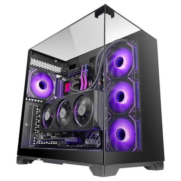 Mars Gaming MC-Vision ATX-hölje Triple Tempererat Glas Ramlös Dubbelt Kammardesign USB 3.0 Svart