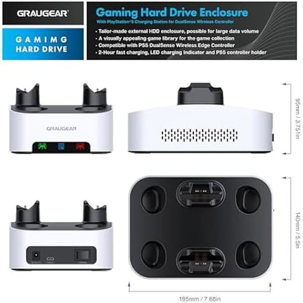 Hårddisklåda - GRAUGEAR - G-3506-CG - 3,5 tum - Svart - Laddningsstation