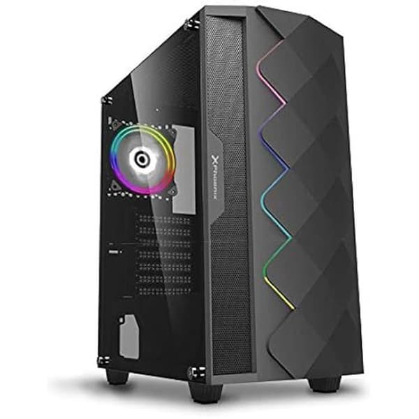 Phoenix Technologies Tour Gaming Noir RVB Härdat Glas Kompatibel med ATX, Mini-ATX-plattor, med RVB-fläktar, filter