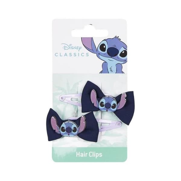 Stitch Disney Bow Barrettes - CERDA - Set med 2 - Vit - Officiell licens - 100 % polyester