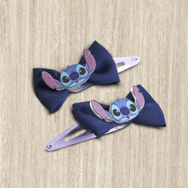 Stitch Disney Bow Barrettes - CERDA - Set med 2 - Vit - Officiell licens - 100 % polyester