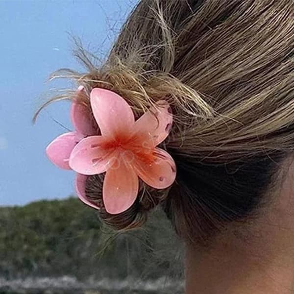 Hårklämmor - SHOP-STORY - FLOWHAIR - Förpackning med 4 - Halkfria - Hawaiianska Blommor - Klara Färger