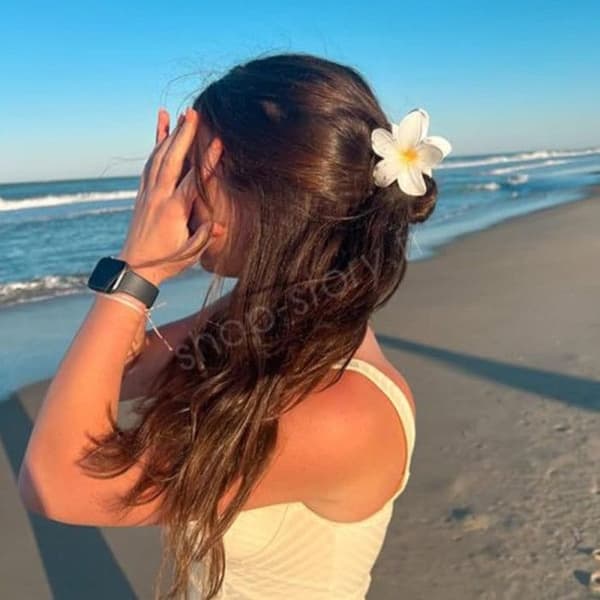 Hårklämmor - SHOP-STORY - FLOWHAIR - Förpackning med 4 - Halkfria - Hawaiianska Blommor - Klara Färger