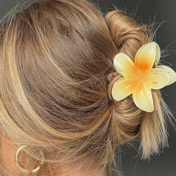 Hårklämmor - SHOP-STORY - FLOWHAIR - Förpackning med 4 - Halkfria - Hawaiianska Blommor - Klara Färger