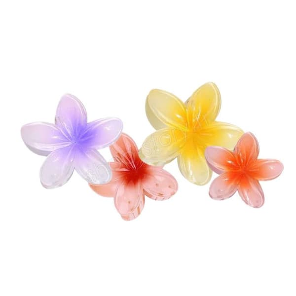 Hårklämmor - SHOP-STORY - FLOWHAIR - Förpackning med 4 - Halkfria - Hawaiianska Blommor - Klara Färger