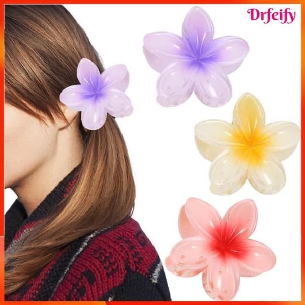 Drfeify Hawaiian Plumeria Flower Hair Klo Clipformade Hårklämmor Hygienborste A: Röd+Gul+Lila