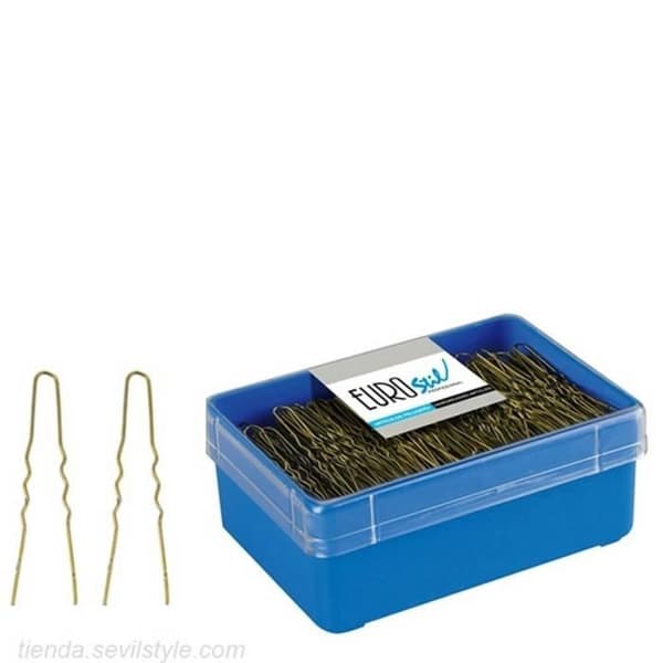 Hårprodukter set - EUROSTIL - Eurostil - 01616 - Box med 400 brons osynlig gaffel 55 mm