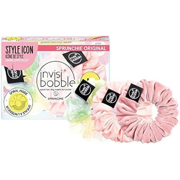 Chouchou Cheveux - INVISIBOBBLE - Sprunchie Rosa och Regnbåge - Begränsad Upplaga - Stark Hållbarhet - Mjuk Sammet