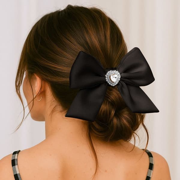 Chouchou Klassisk för Satin Hårband med Svart Diamant
