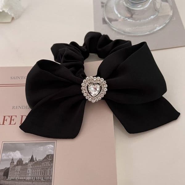 Chouchou Klassisk för Satin Hårband med Svart Diamant