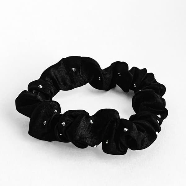 Chouchou Klassisk för Satin Plisserad Diamant Chic Svart Svart