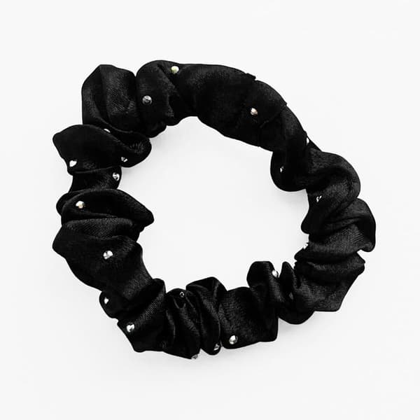 Chouchou Klassisk för Satin Plisserad Diamant Chic Svart Svart
