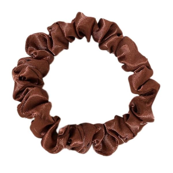 Chouchou Klassisk för Hår i Plisserad Satin Minimalistisk Brun Brun