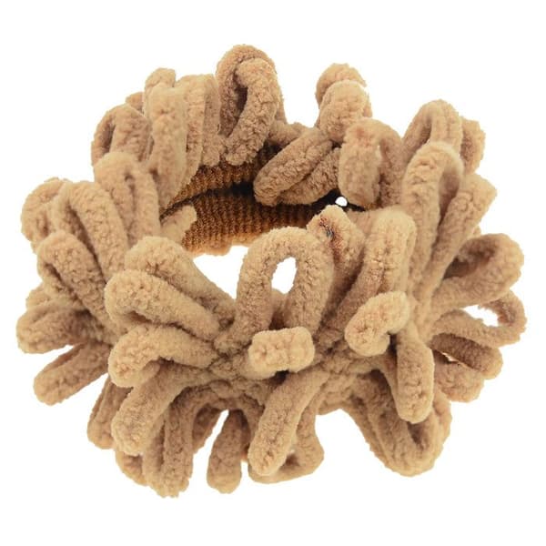 Chouchou Klassisk för Hår i Mjuk Boucle Sammet Sandlebeige