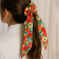Miniatyrbild 3 av 3: Chouchou Foulard Lång för Hår i Tjock Blommig Liberty Casual Gul Gul