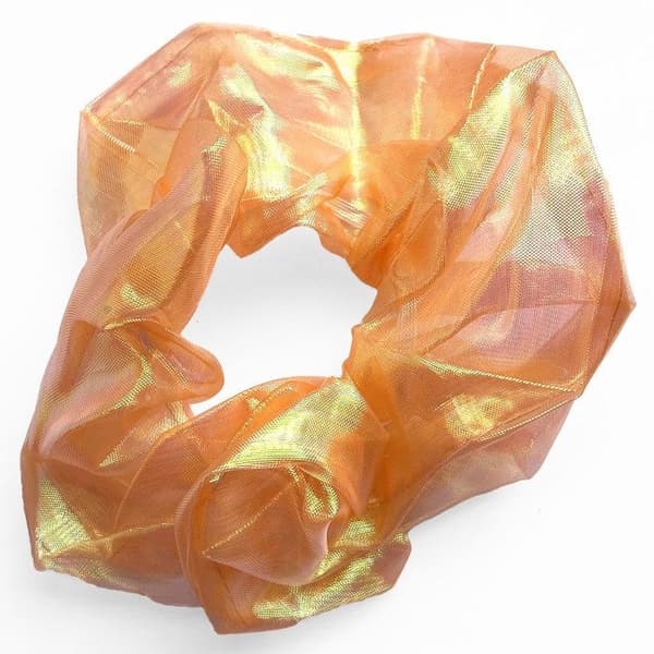 Chouchou Brillant för Hår i Fuzzy Tyg Koreansk Stil Orange Orange