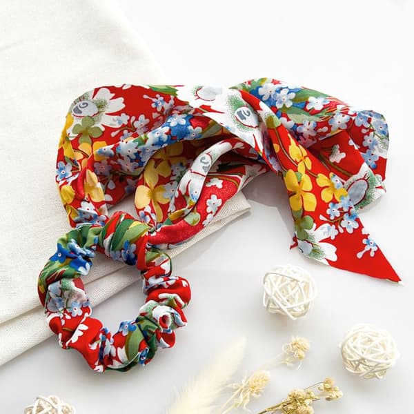 Chouchou Foulard Lång för Hår i Tjock Blommig Liberty Casual Röd Röd